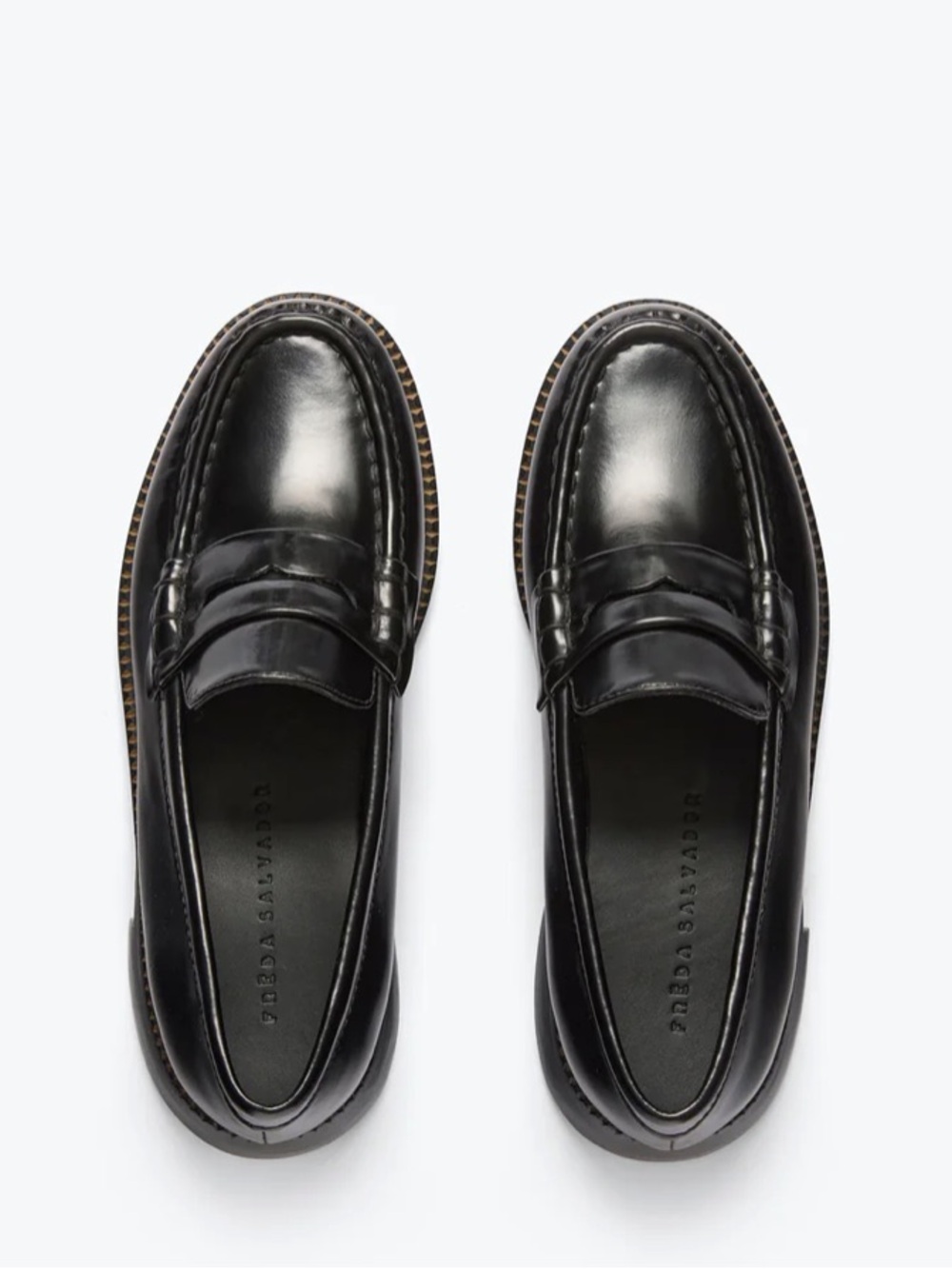 Freda Salvador Black Leather Penny Loafers